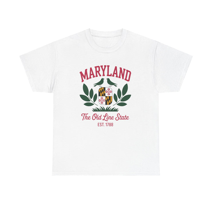 Maryland Heritage Tee | Unisex Cotton Shirt, Old Line State Apparel, Travel Souvenir, Gift for Maryland Lovers, Vintage Maryland Design,USA States Design