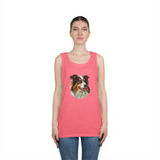 Dog Lover's Unisex Heavy Cotton Tank Top - Cute Pet Art, Custom Gift for Dog Owners, Summer Casual Wear, Animal Lover Apparel