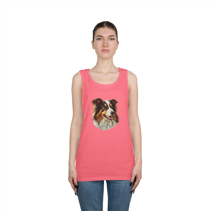Dog Lover's Unisex Heavy Cotton Tank Top - Cute Pet Art, Custom Gift for Dog Owners, Summer Casual Wear, Animal Lover Apparel