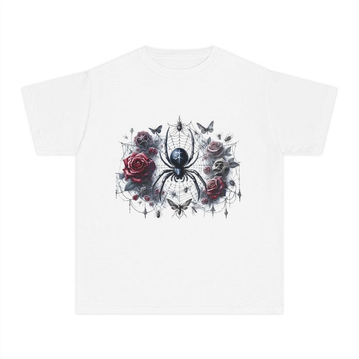 Gothic Spider Youth Tee - Cool Graphic Shirt for Teens, Alternative Fashion, Halloween Costume, Unique Gift, Everyday Wear