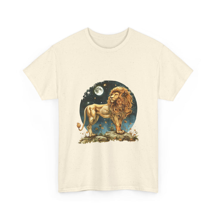 Majestic Lion Tee, Unisex Heavy Cotton Tee, Astrology T-Shirt, Animal Lover Gift, Birthday Present, Casual Style