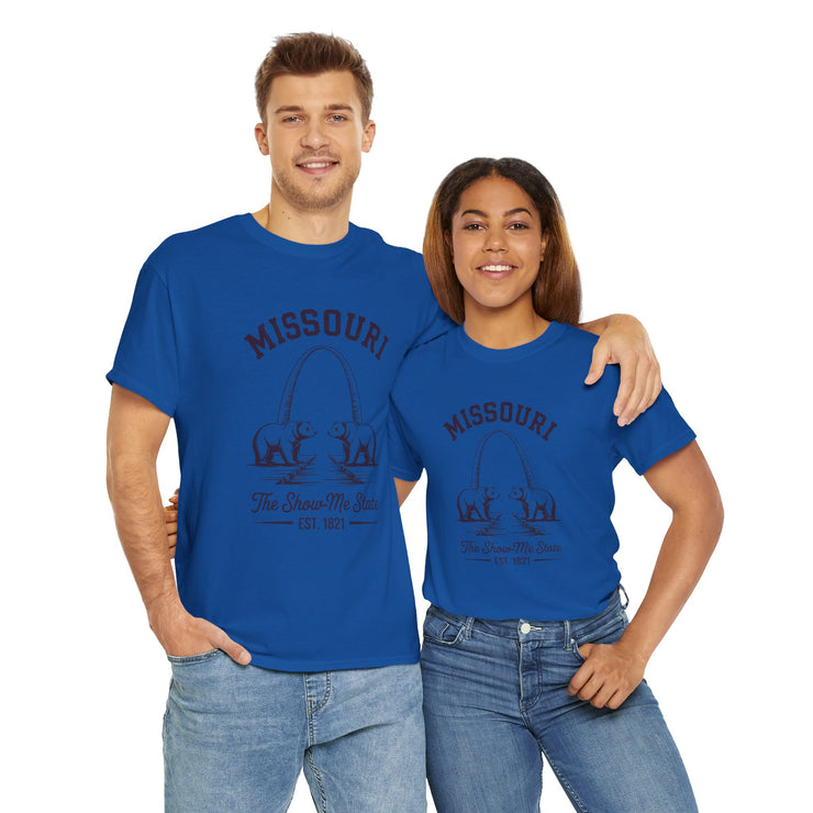 Missouri Bears Unisex Heavy Cotton Tee, Gift for Missouri Residents, State Pride Shirt, Casual Wear, Summer Tee, Vintage Style T-Shirt