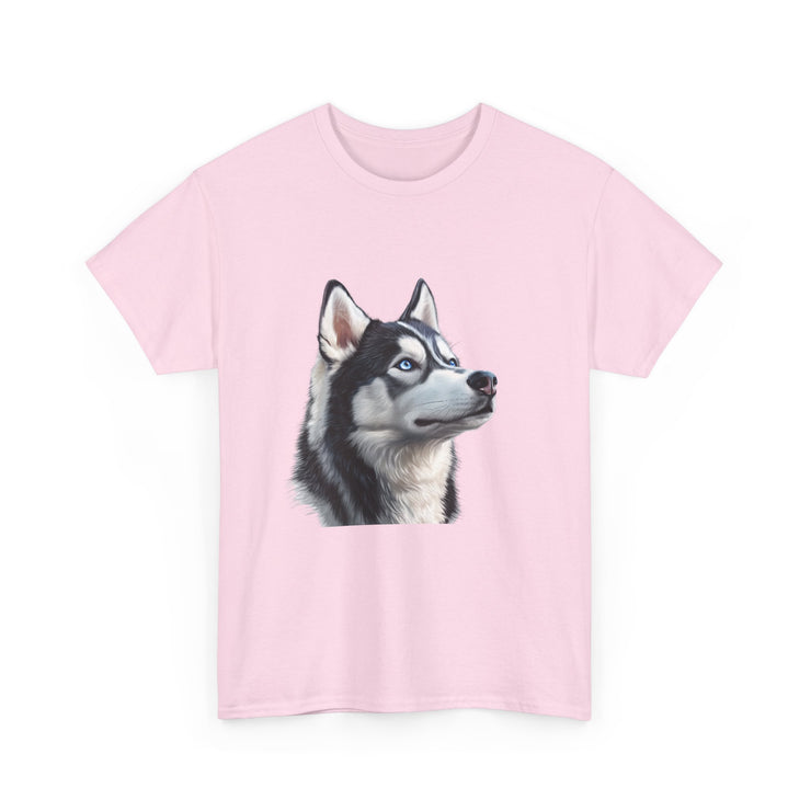 Siberian Husky Heavy Cotton Tee, Cozy Dog Lover Shirt, Unisex Graphic Tee, Pet Owner Gift, Cute Animal Apparel