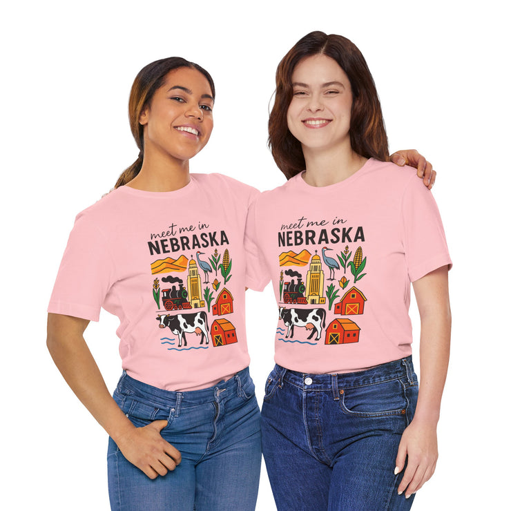 Nebraska Graphic Tee, Unisex Jersey Short Sleeve Tee, Souvenir Shirt, USA States Design
