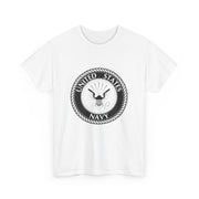 US Navy Emblem Unisex Heavy Cotton Tee | Military Apparel, Casual Wear, Gift for Veterans, Patriotic Shirt, Marine Life