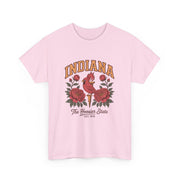 Indiana Floral T-Shirt, Unisex Heavy Cotton Tee for Hoosier State Lovers, Casual Wear, Gift for Indiana Residents, Summer Style