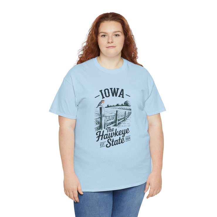 Iowa The Hawkeye State T-Shirt, Vintage Style Tee, Unisex Cotton Shirt, Iowa Pride Gift, USA States Design