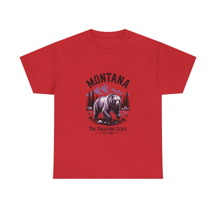 Montana Bear Graphic Tee | Unisex Heavy Cotton Tee, Adventure Shirt, Nature Lover Gift, Hiking Apparel, Travel Tee, Wilderness Wear, USA States Design