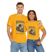 Nebraska Heritage Unisex Heavy Cotton Tee, Vintage State Shirt, Nebraska Flag Apparel, Midwest Pride T-Shirt, Cowpoke Style Tee, USA States Design