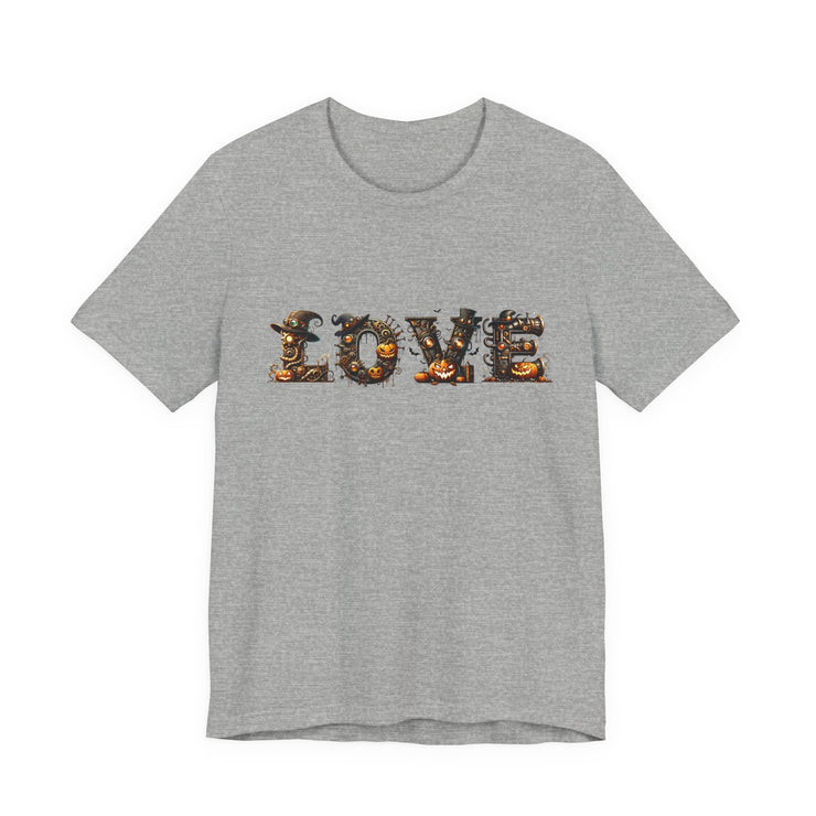 Love Typography Unisex Tee, Casual Love Shirt, Gift for Her, Heartfelt Tee, Valentine's Day Gift, Halloween Design