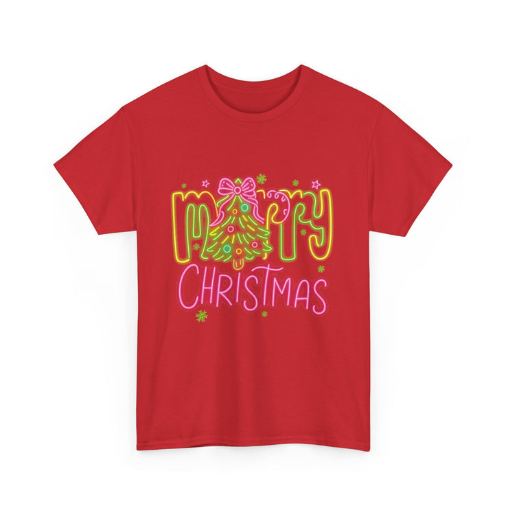 Festive Merry Christmas Tee - Unisex Heavy Cotton T-Shirt, Holiday Shirt, Christmas Gift, Cozy Winter Apparel, Family Gathering Outfit