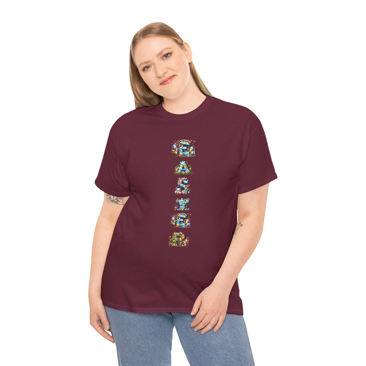 Colorful Cartoon Animal Unisex Heavy Cotton Tee - Gift for Animal Lovers, Cute T-Shirt for Kids & Adults, Fun Birthday, Casual Wear