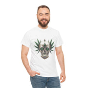 Skull & Greenery Unisex Heavy Cotton Tee - Edgy Graphic Shirt for Casual Wear, Festival Clothing, Gift for Him/Her, Summer Vibes.