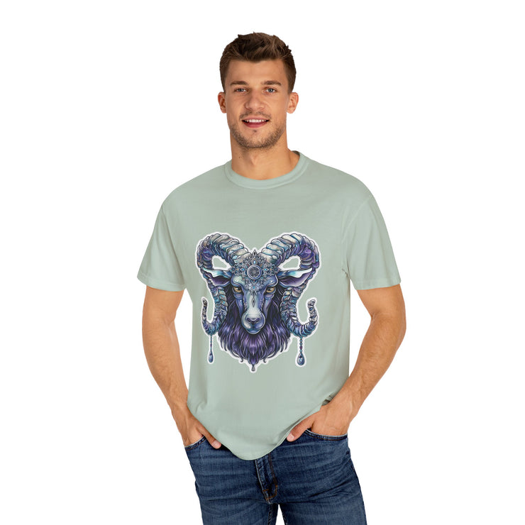 Mystical Ram Graphic Unisex T-shirt, Boho Tee, Astrology Shirt, Spiritual Gift, Festival Wear, Unique Graphic Tee