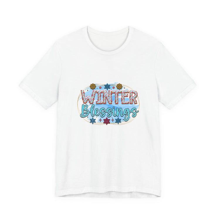 Winter Blessings Unisex Jersey Tee, Cozy Winter T-shirt, Holiday Gift, Seasonal Apparel, Comfortable Casual Wear