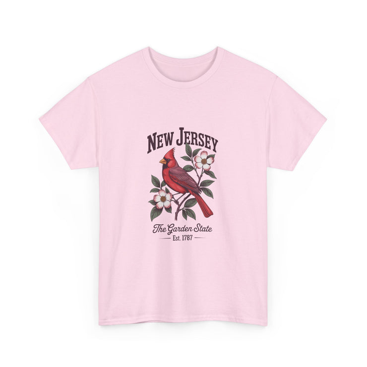 New Jersey Cardinal Tee, Vintage Style T-Shirt, Unisex Cotton Tee, Garden State Gift, Bird Lover Apparel, Casual Wear, USA States Design