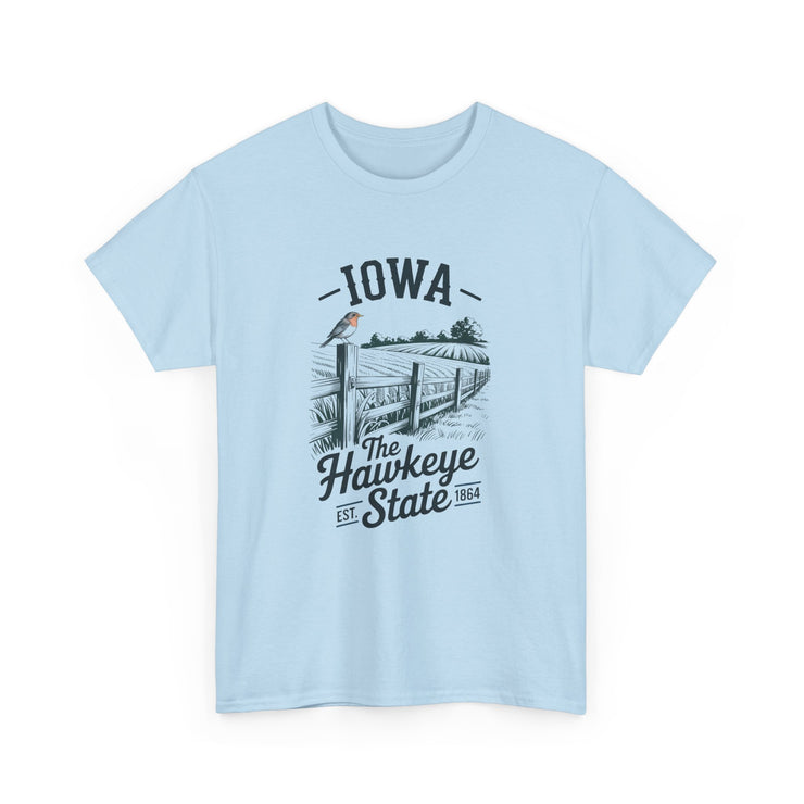 Iowa The Hawkeye State T-Shirt, Vintage Style Tee, Unisex Cotton Shirt, Iowa Pride Gift, USA States Design