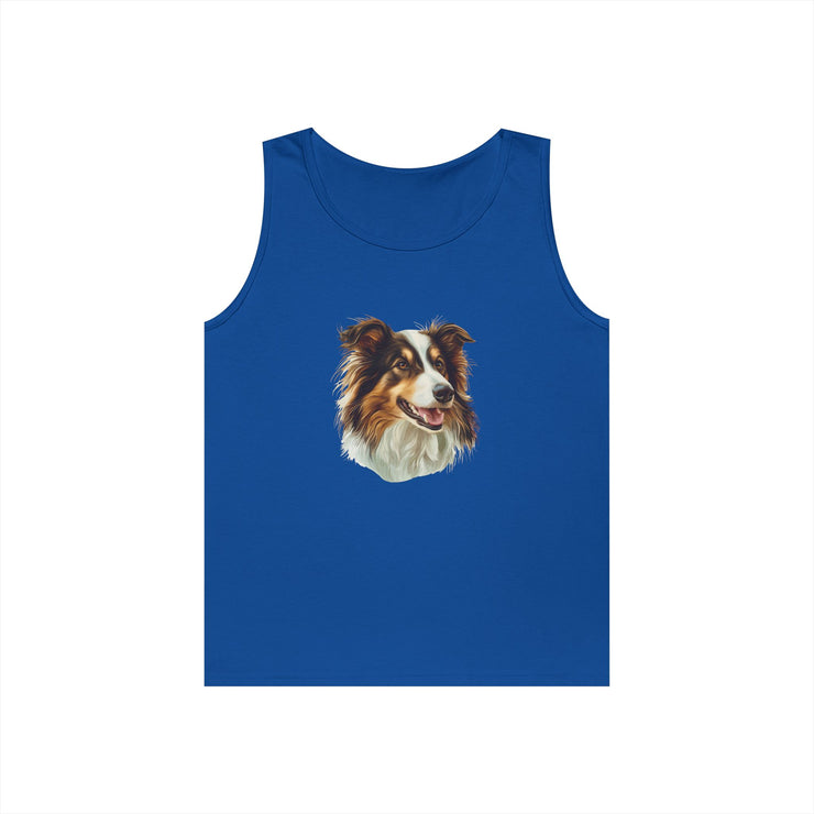 Dog Lover's Unisex Heavy Cotton Tank Top - Cute Pet Art, Custom Gift for Dog Owners, Summer Casual Wear, Animal Lover Apparel