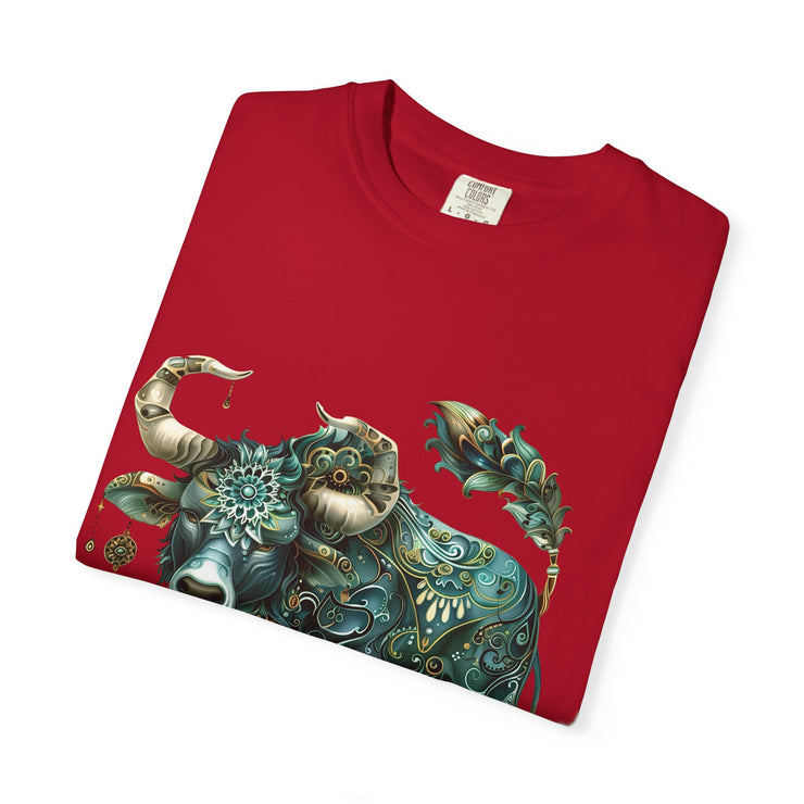 Bohemian Bull T-Shirt, Artistic Graphic Tee, Unisex Shirt for Cow Lovers, Gift for Occasions, Casual Wear, Eco-Friendly Style