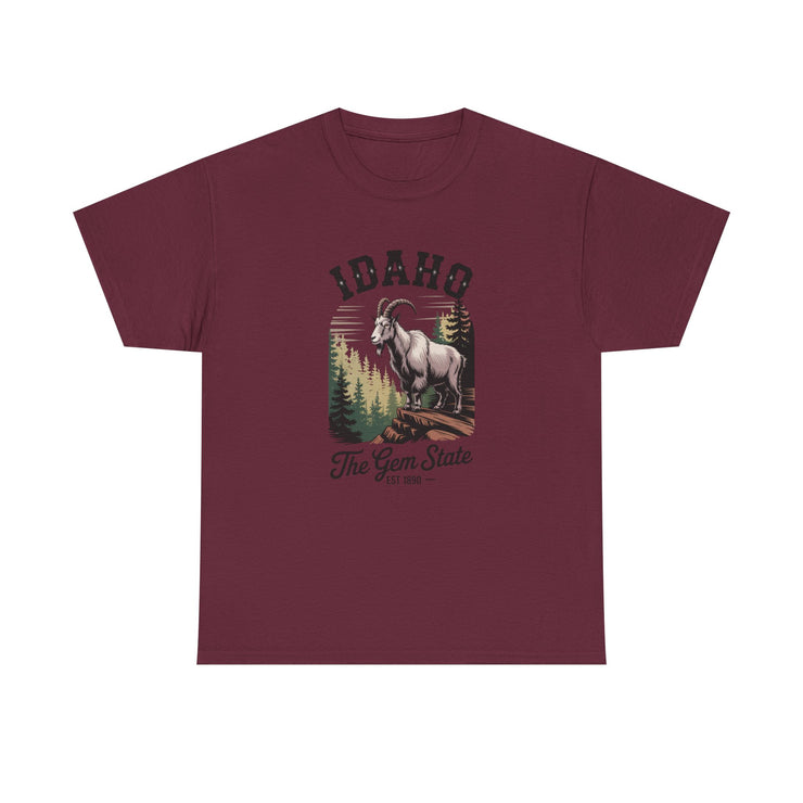 Idaho Gem State Tee, Unisex Heavy Cotton Shirt, Vintage Idaho Style T-Shirt, Nature Lover Apparel, Gift for Idaho Residents, USA States Design