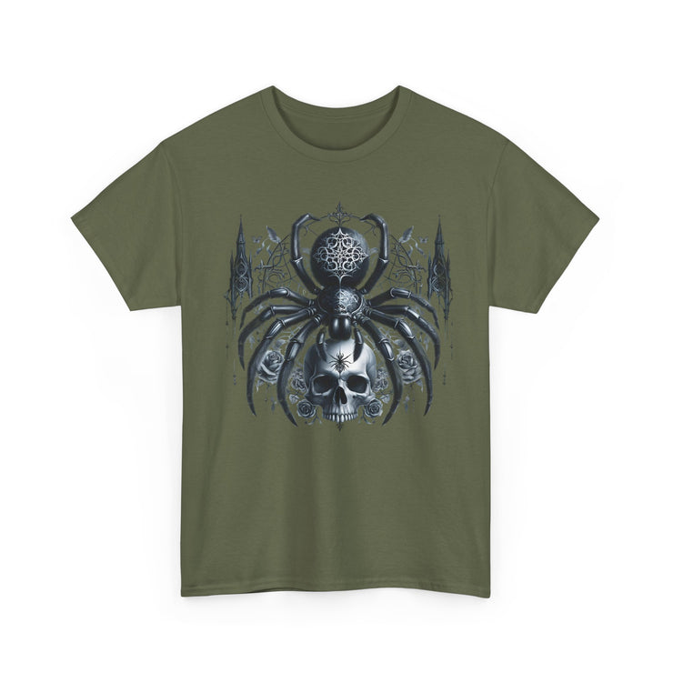 Gothic Spider Graphic Tee | Unisex Heavy Cotton Tee, Halloween Shirt, Alternative Fashion, Edgy Apparel, Gift for Her/Him