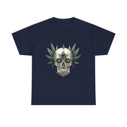 Skull & Greenery Unisex Heavy Cotton Tee - Edgy Graphic Shirt for Casual Wear, Festival Clothing, Gift for Him/Her, Summer Vibes.