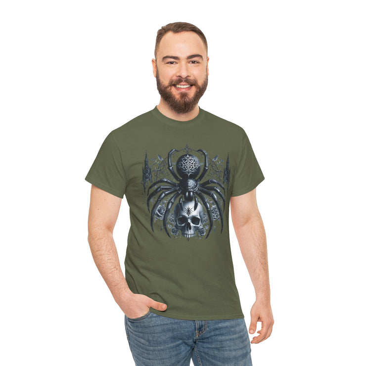 Gothic Spider Graphic Tee | Unisex Heavy Cotton Tee, Halloween Shirt, Alternative Fashion, Edgy Apparel, Gift for Her/Him