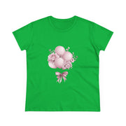 Women's Floral Balloon Tee, Cute Graphic Tee, Birthday Gift, Casual Cotton Shirt, Everyday Wear, Floral Design
