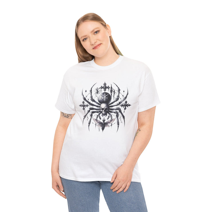 Gothic Spider Tee - Unisex Heavy Cotton Shirt for Halloween, Casual Wear, Unique Gift, Alternative Fashion, Edgy Apparel