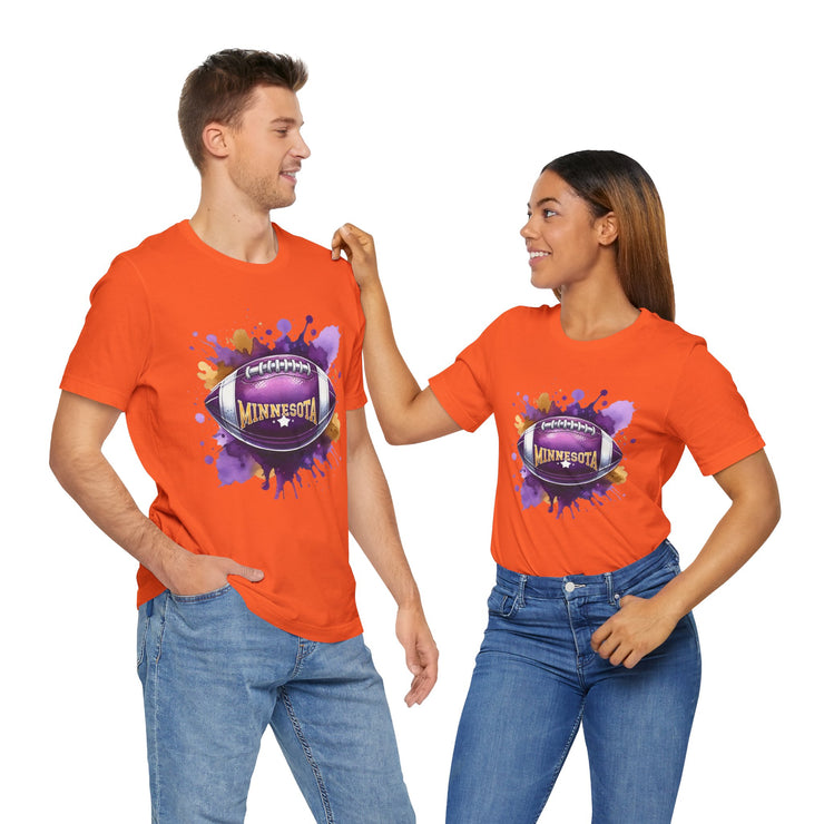 Minnesota Football Splash Tee, Unisex Short Sleeve, Sports Fan Shirt, Game Day Apparel, Football Design, Sports Design