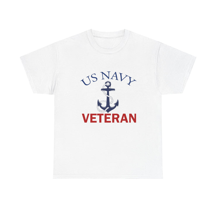 US Navy Veteran Unisex Heavy Cotton Tee, Military Pride Shirt, Veteran Gift, Casual Wear, Patriotic Apparel, Anchor Design T-Shirt