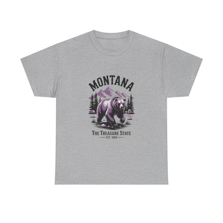 Montana Bear Graphic Tee | Unisex Heavy Cotton Tee, Adventure Shirt, Nature Lover Gift, Hiking Apparel, Travel Tee, Wilderness Wear, USA States Design
