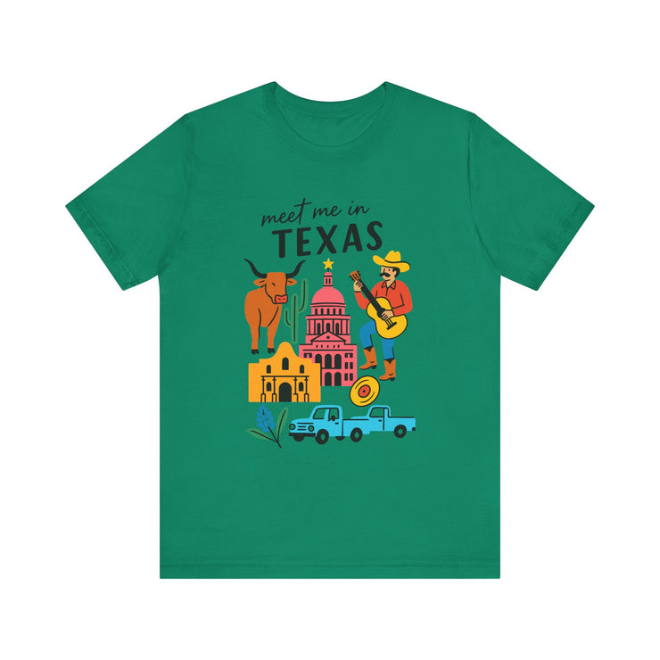 Texas-Inspired Unisex Tee: Meet Me in Texas Graphic T-Shirt, Gift for Texans, Summer Outfit, USA States Design