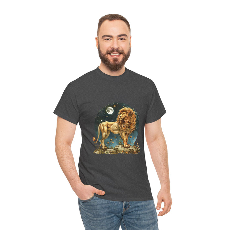 Majestic Lion Tee, Unisex Heavy Cotton Tee, Astrology T-Shirt, Animal Lover Gift, Birthday Present, Casual Style