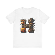 Halloween Themed Unisex Tee, Pumpkin Shirt, October Fest T-Shirt, Scary Skull Top, Spooky Shirt, Ghoulish Fashion