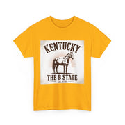 Kentucky Heritage Unisex Heavy Cotton Tee, Vintage Graphic Shirt, Horse Lover Gift, Authentic State Pride Apparel, Casual Everyday Wear, USA States Design