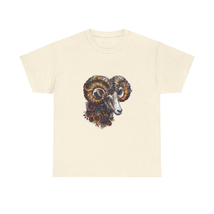 Bohemian Ram Graphic Tee, Casual Apparel, Gift for Animal Lovers, Festival Wear, Unisex T-Shirt, Nature-Inspired Clothing