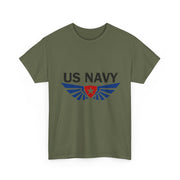 US Navy Winged Logo Unisex Heavy Cotton Tee, Military Apparel, Veteran Gift, Casual Wear, Patriotic Clothing, Gift for Him/Her