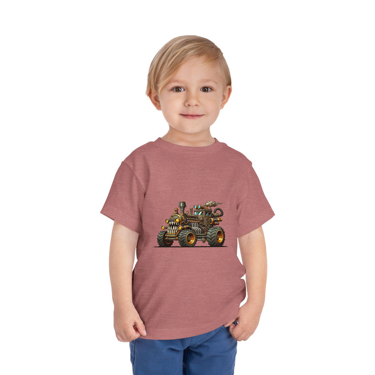 Toddler Short Sleeve Tee with Fun Vehicle Design, Birthday Gift, Kids' Fashion, Playtime Wear, Adventure Apparel