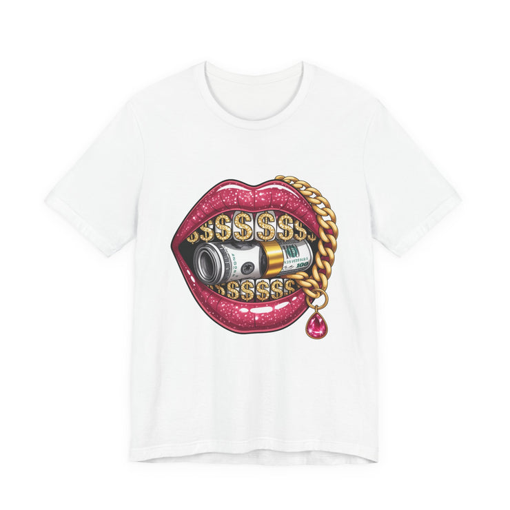Glamorous Money Lips Tee, Trendy Graphic Shirt, Fashion Statement Tee, Gift for Her, Casual Streetwear