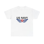 US Navy Winged Logo Unisex Heavy Cotton Tee, Military Apparel, Veteran Gift, Casual Wear, Patriotic Clothing, Gift for Him/Her