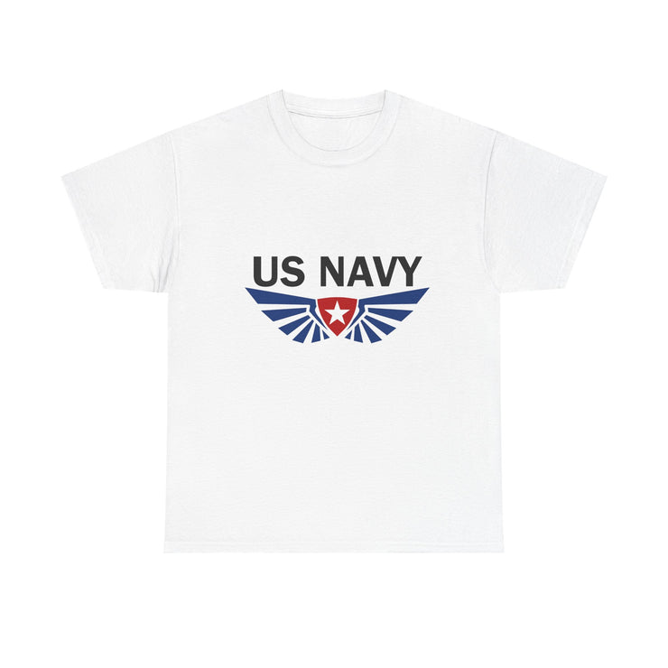 US Navy Winged Logo Unisex Heavy Cotton Tee, Military Apparel, Veteran Gift, Casual Wear, Patriotic Clothing, Gift for Him/Her