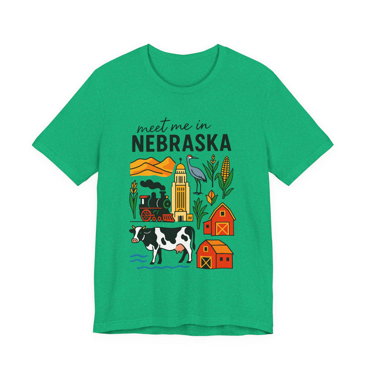 Nebraska Graphic Tee, Unisex Jersey Short Sleeve Tee, Souvenir Shirt, USA States Design