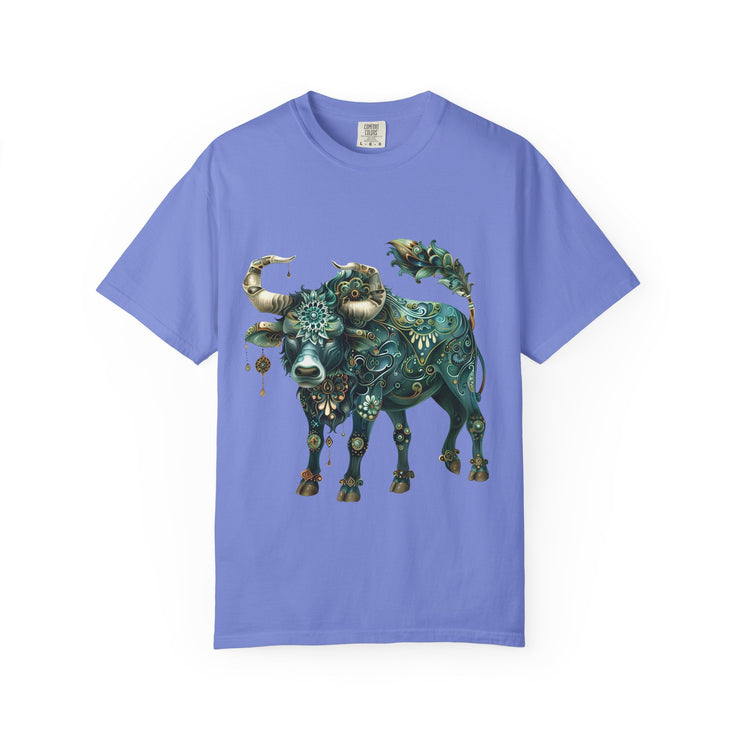 Bohemian Bull T-Shirt, Artistic Graphic Tee, Unisex Shirt for Cow Lovers, Gift for Occasions, Casual Wear, Eco-Friendly Style