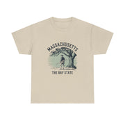 Massachusetts Vintage Unisex Heavy Cotton Tee, Rustic State T-Shirt, Travel Souvenir, Casual Wear, Gift for Locals and Tourists