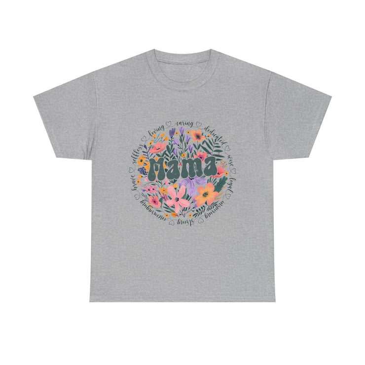 Floral 'Mama' Unisex Heavy Cotton Tee, Perfect for Mother's Day, Gifts for Mom, Birthday Apparel,