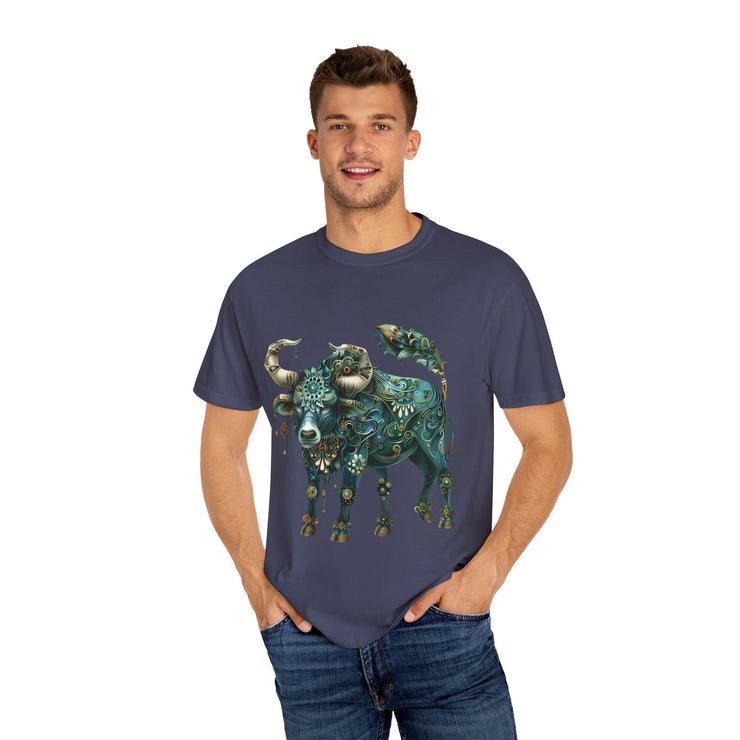 Bohemian Bull T-Shirt, Artistic Graphic Tee, Unisex Shirt for Cow Lovers, Gift for Occasions, Casual Wear, Eco-Friendly Style