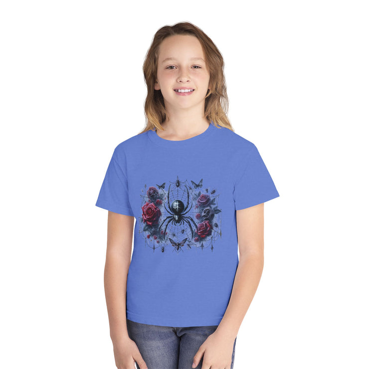Gothic Spider Youth Tee - Cool Graphic Shirt for Teens, Alternative Fashion, Halloween Costume, Unique Gift, Everyday Wear