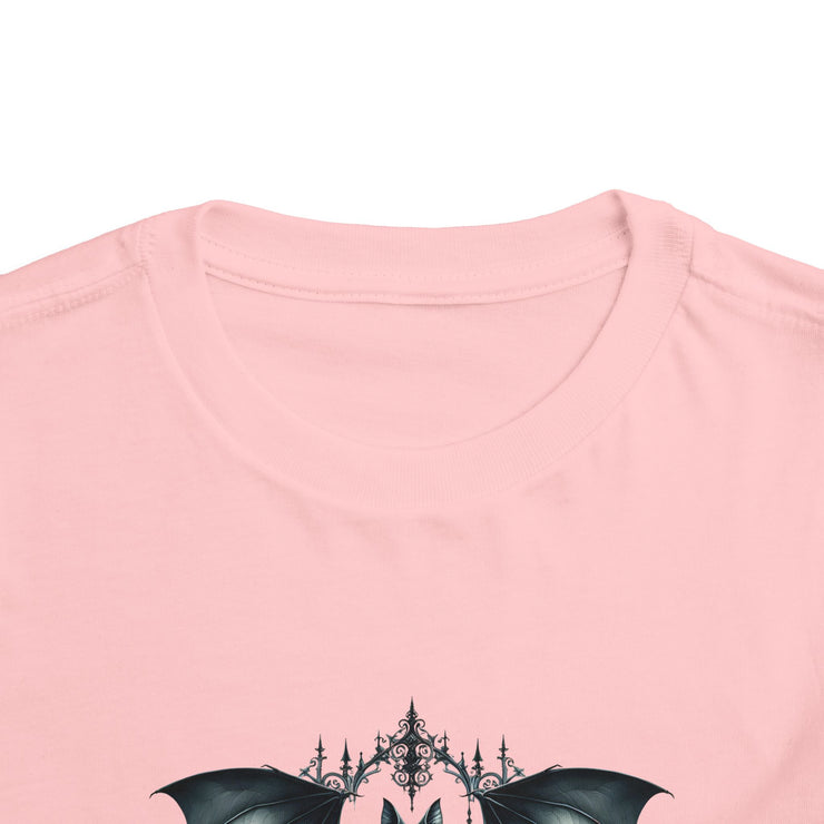 Toddler Halloween Bat Tee, Cute Toddler T-Shirt, Kids Halloween Apparel, Spooky Party Outfit, Bat and Roses Design