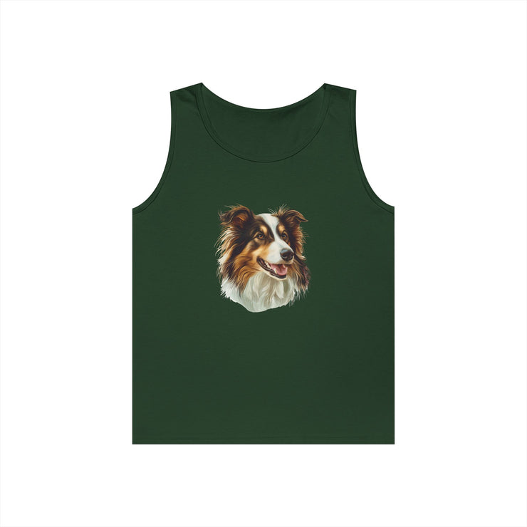 Dog Lover's Unisex Heavy Cotton Tank Top - Cute Pet Art, Custom Gift for Dog Owners, Summer Casual Wear, Animal Lover Apparel